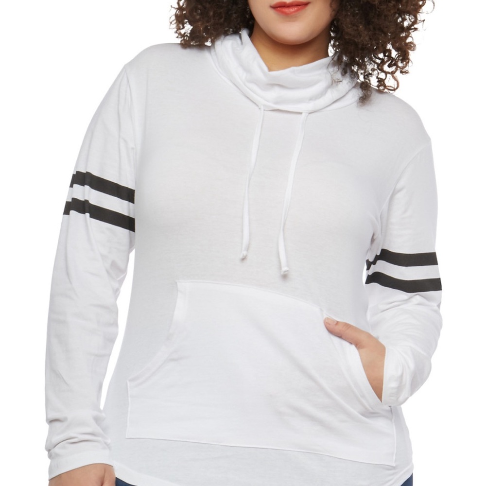 💕REDUCED💕 White Varsity Striped Cowl Neck Top
